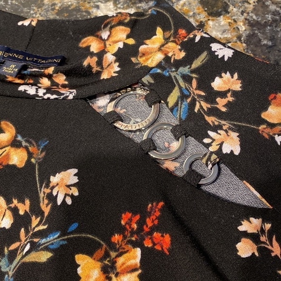 b womens Adrienne Vittadini floral stretch 3/4 sleeve plus size top 1X - Picture 4 of 4